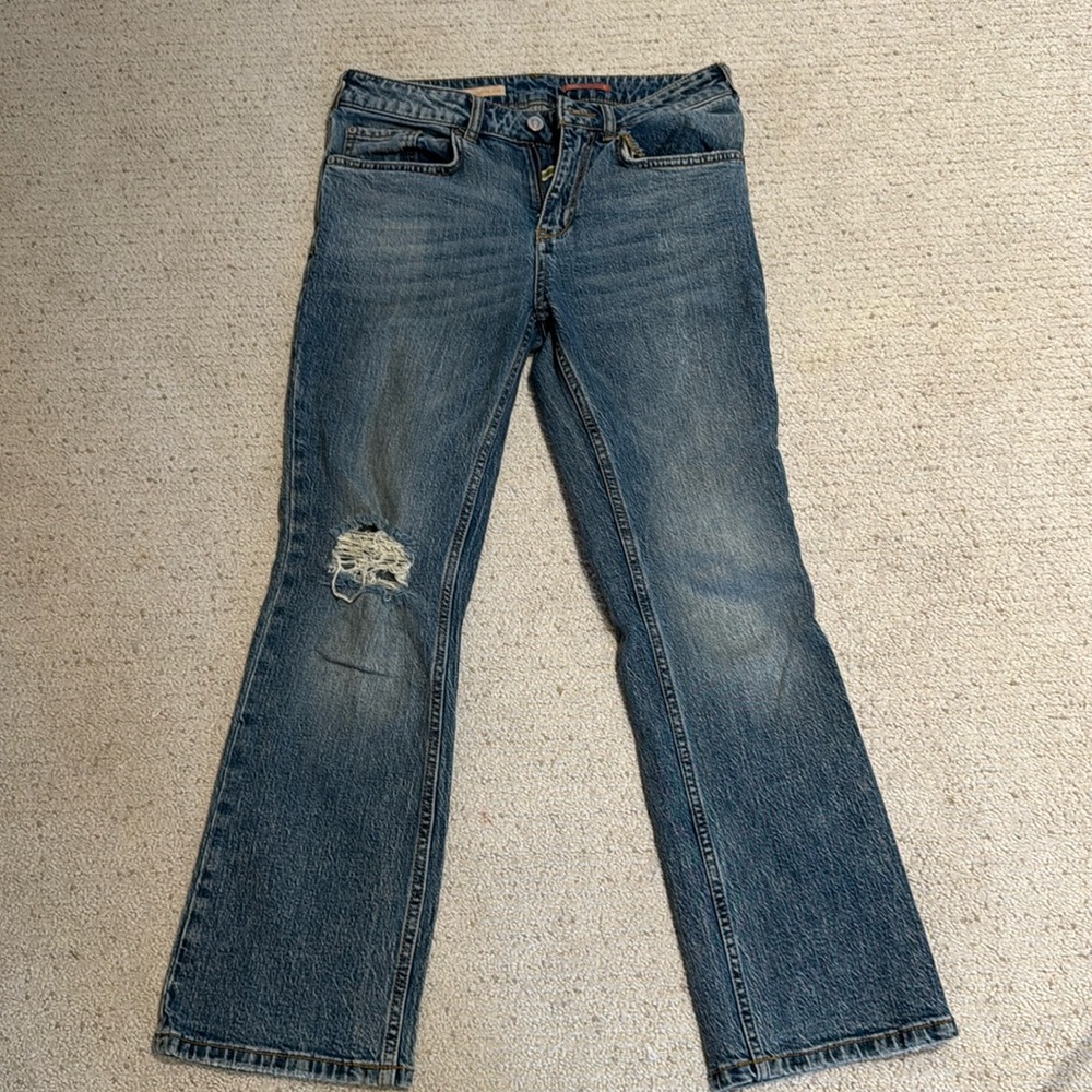 Pilcro crop kick flare lower rise